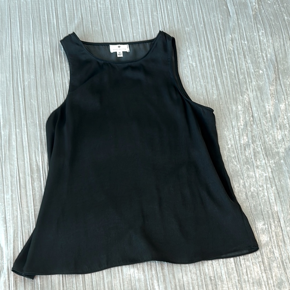 Socialite Black Cami Open Split Back Sleeveless T… - image 1